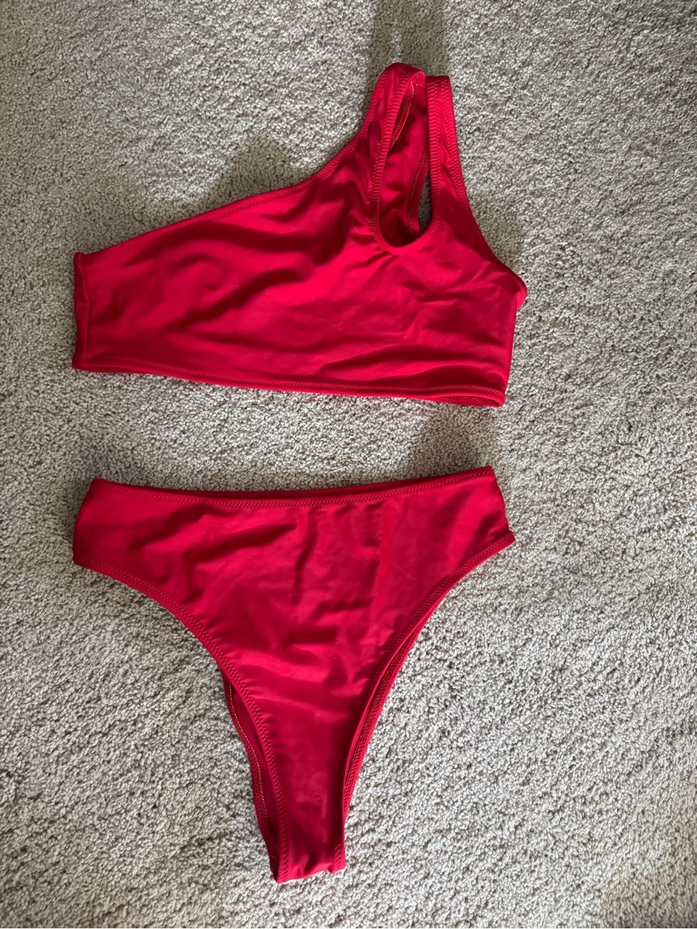 Red One-Shoulder Bikini Set